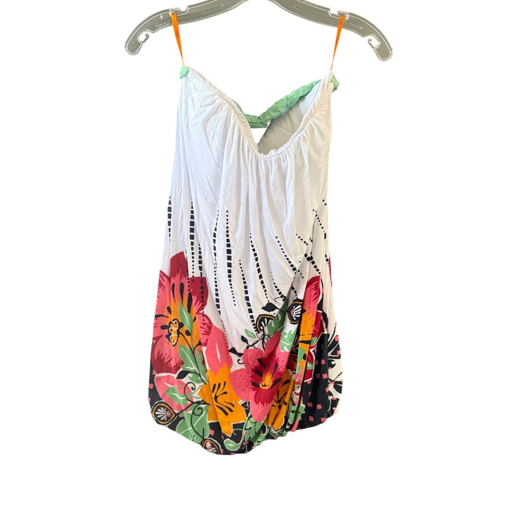 Colcci Brazil Y2k Vintage Medium‎ Floral Bubble Hem Top Tropical Beach Going Out